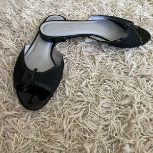 Talbots Women's Flat Black Slip On Slide Sandals; Size 9B